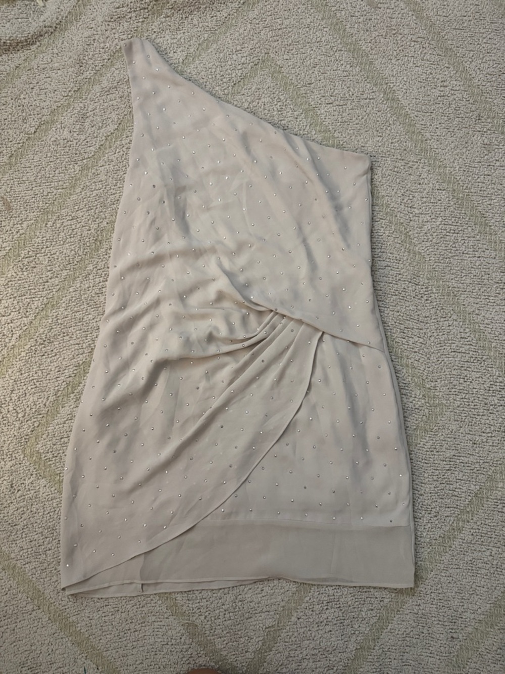 Express One Shoulder Nude Rhinestone Dress Medium | Cocktail Party